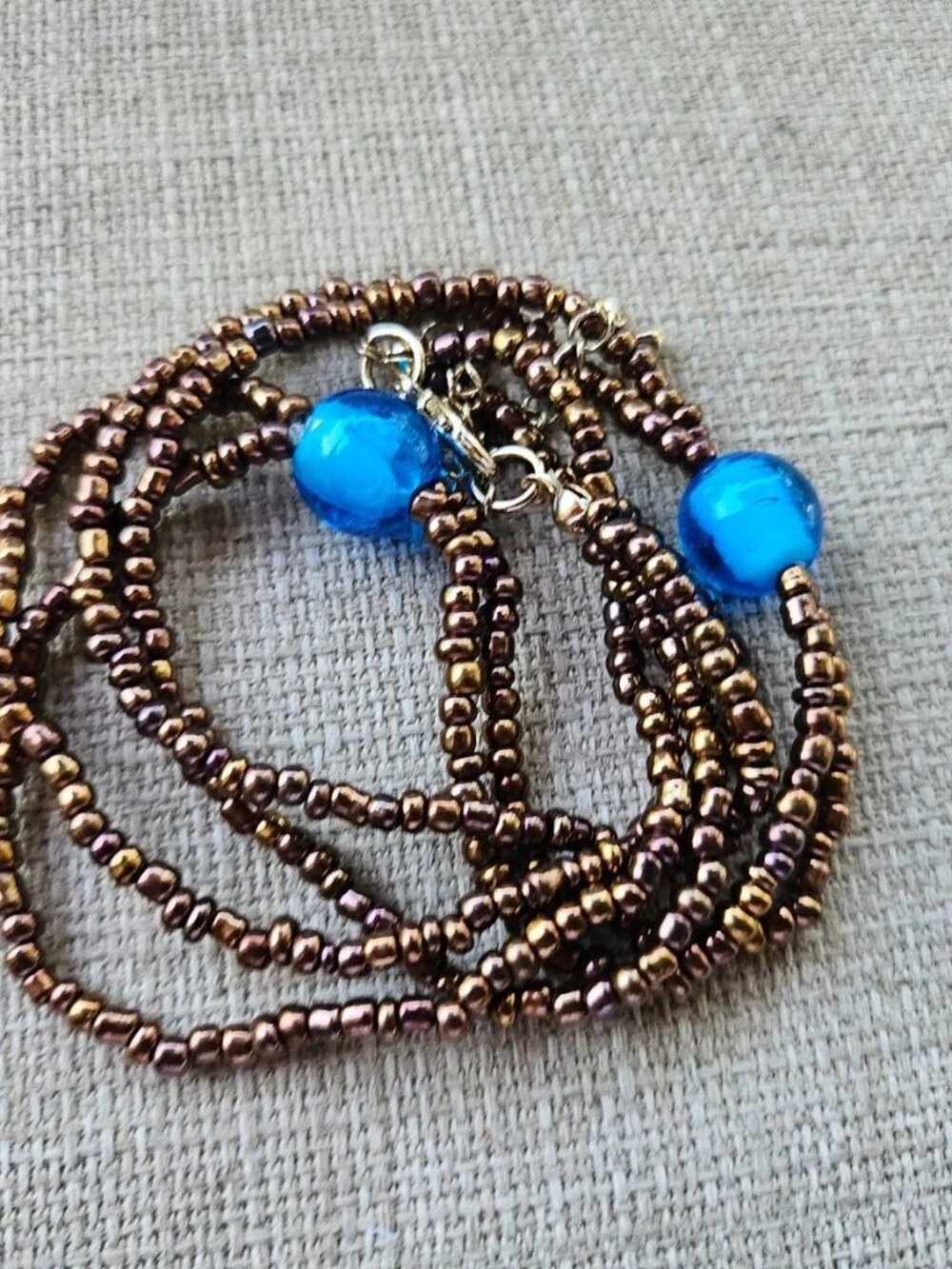 Vintage Necklace Brown Beaded Necklace Double Layered Fashion Jewelry Necklace - Picture 11 of 11